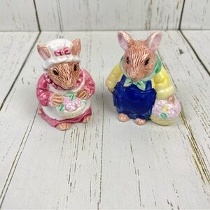 Vintage Applause Country Mice Couple Salt‎ & Pepper Shakers